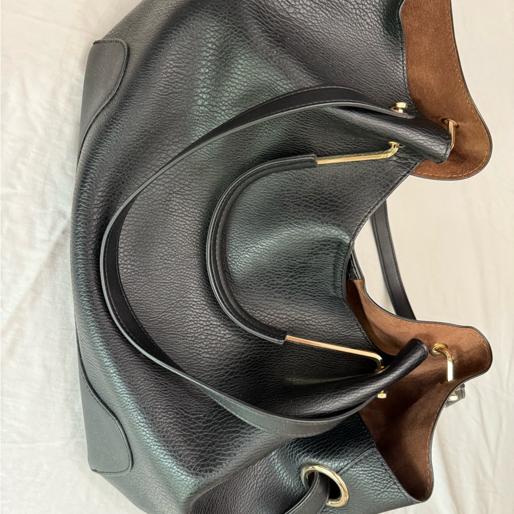 Sondra Robert’s Black Pebbled Vegan Leather large Tote Bag
